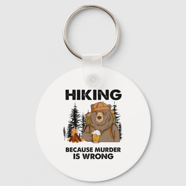 Camper Gift | Hiking Bear Birthday Key Ring (Front)