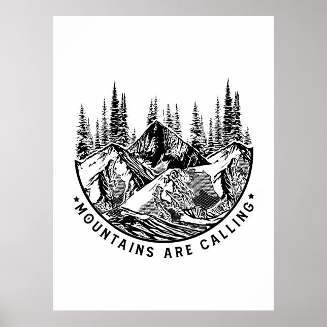 Camper Gift | Mountains Are Calling Birthday Poster (Front)
