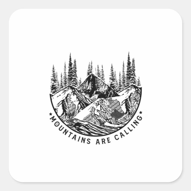 Camper Gift | Mountains Are Calling Birthday Square Sticker (Front)