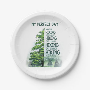 Camper Gift My Perfect Day Hiking Birthday Paper Plate
