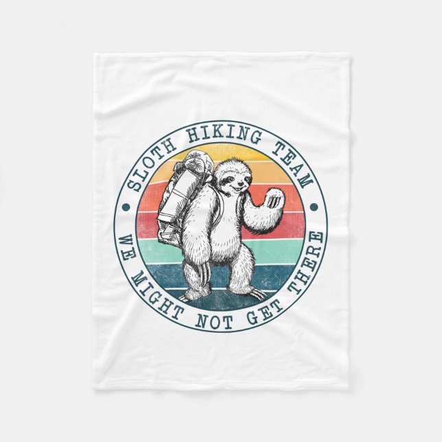 Camper Gift | Sloth Hiking Team Birthday Fleece Blanket (Front)