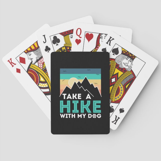 Camper Gift | Take A Hike With My Dog Birthday Playing Cards (Back)