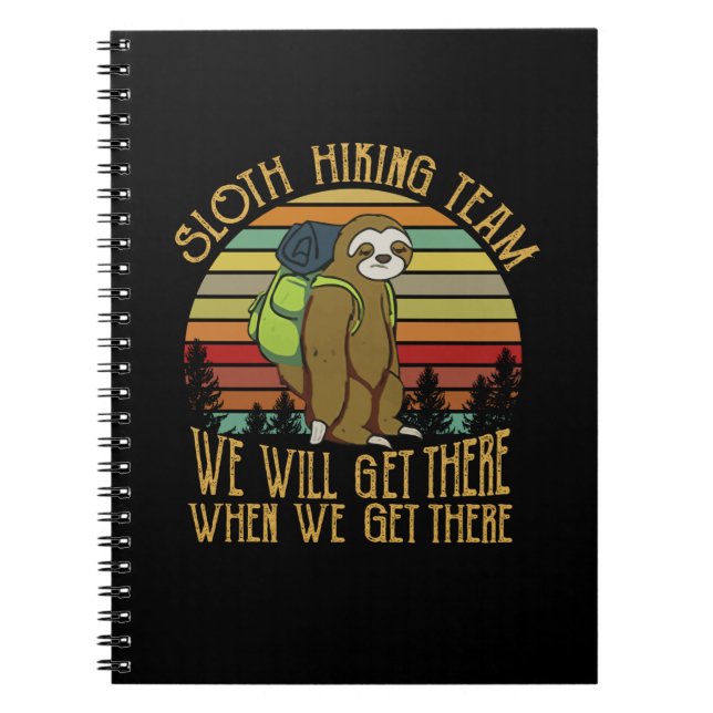 Camper Gift | Vintage Sloth Hiking Team Birthday Notebook (Front)