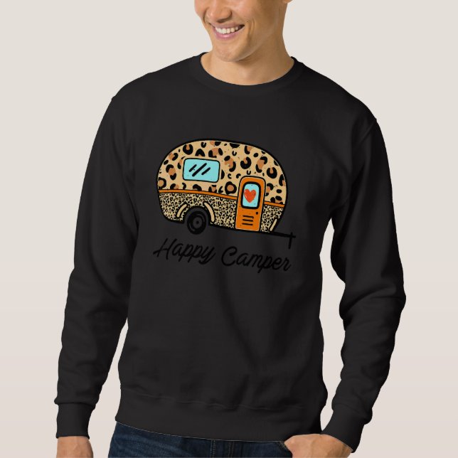Camper Happy Summer Camp Camping Leopard  Glamping Sweatshirt (Front)