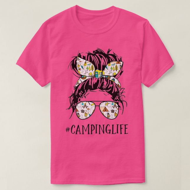 Camper Life Mum Camping Life Humour Skull Shirt Fo (Design Front)