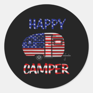 Camper Merica American Happy Pride Flag 4th Of Jul Classic Round Sticker