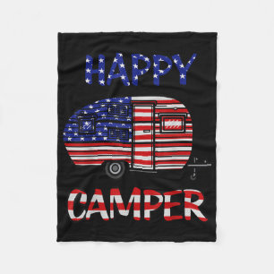 Camper Merica American Happy Pride Flag 4th Of Jul Fleece Blanket