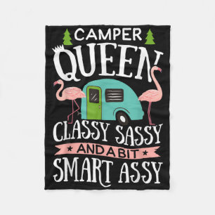 Camper Queen Cly Sy Smart Funny Women Girls Campin Fleece Blanket