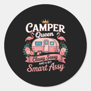 Camper Queen Cly Sy Smart Y Camping Rv Gifts Women Classic Round Sticker