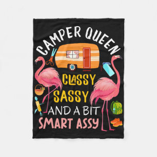 Camper Queen Cly Sy Smart Y Cool Camping Gift Rv Fleece Blanket