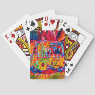 Camper Retro Hippie Colorful Life Is A Road Trip Playing Cards