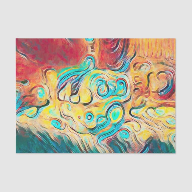 Camper Retro Hippie Colourful Yellow Red Abstract Tissue Paper (Front)