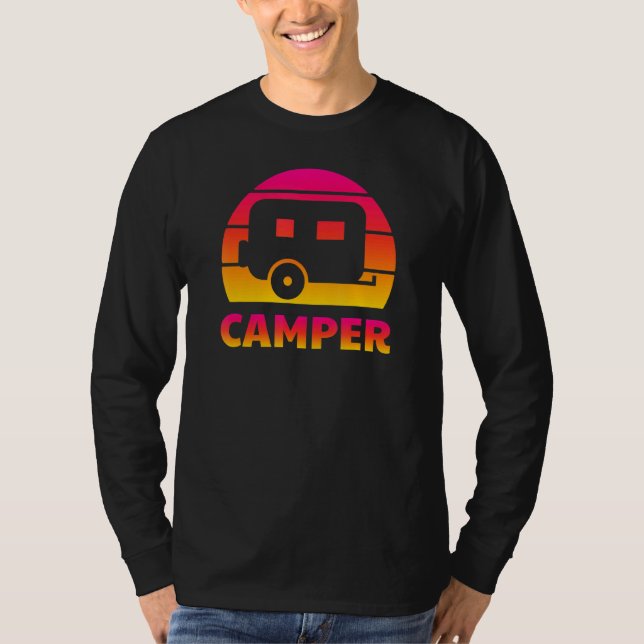 Camper Retro Sun - Camping Trailer Travel Fun T-Shirt (Front)