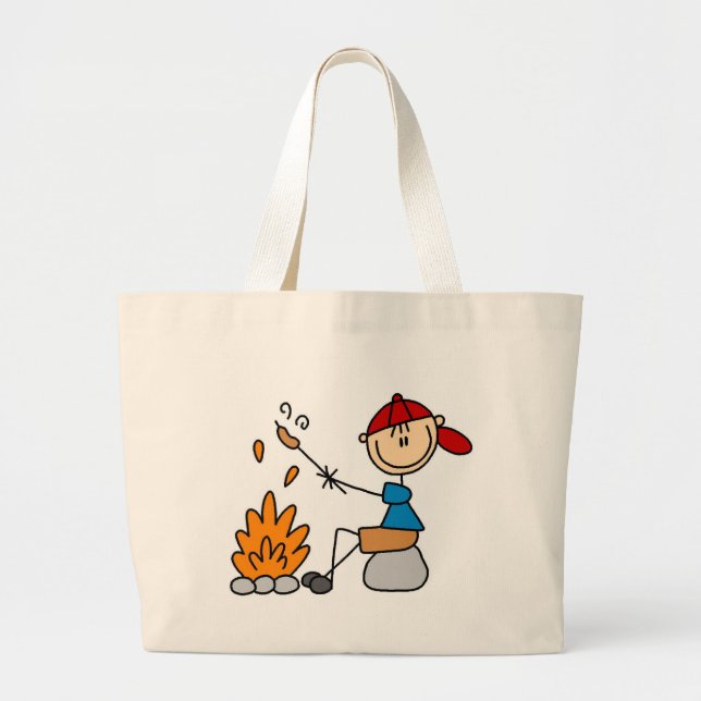 Camper Roasting Hot Dogs Tshirts and Gifts Large Tote Bag (Front)