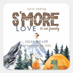 Camper Rustic Baby Shower Favour Square Sticker