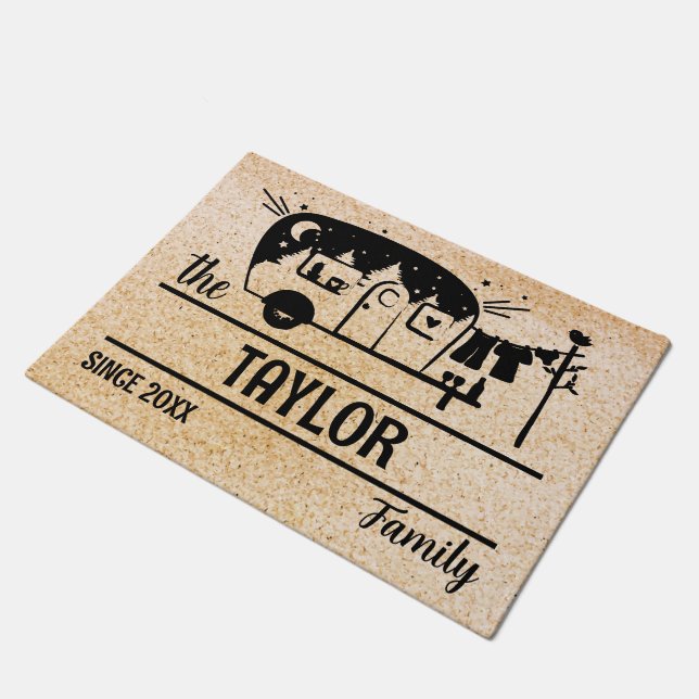 Camper RV Travel Trailer Camping Campervan Caravan Doormat (Angled)
