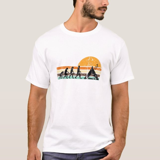 Camper Tent Evolution Retro Design, Camping T-Shirt (Front)