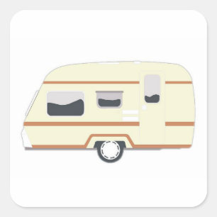Camper Trailer Camping Van Square Sticker