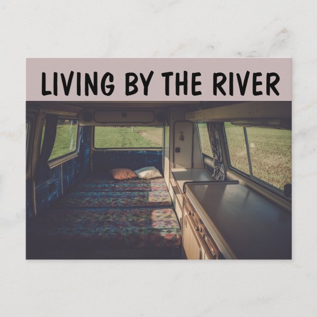 CAMPER TRAILER INTERIOR RIVER LIFE POSTCARDS (Front)