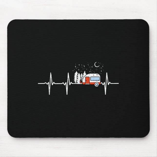 Camper Trailer Teardrop Heartbeat Rv Camping  Mouse Pad (Front)