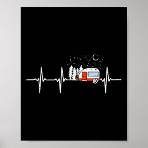 Camper Trailer Teardrop Heartbeat Rv Camping  Poster