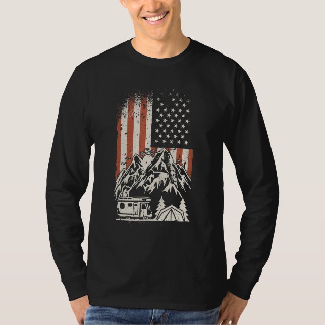 Camper USA Flag Caravan - Funny Camping T-Shirt (Front)