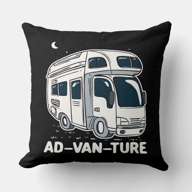 Camper Van Camping Adventure Gag Cushion (Front)