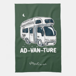 Camper Van Camping Adventure Tea Towel