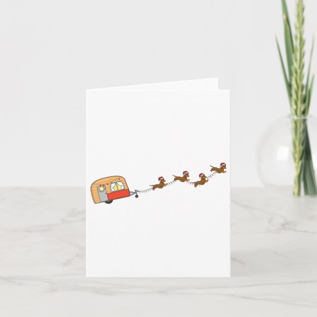 Camper Van Christmas Dachshund Sleigh Doxie Dog X- Card (Front)