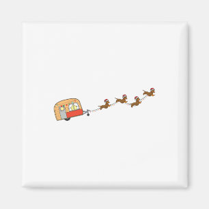 Camper Van Christmas Dachshund Sleigh Doxie Dog X- Magnet