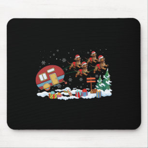 Camper Van Dachshund Dog Sleigh Santa Hat Christma Mouse Pad