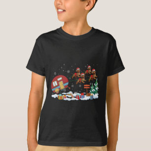 Camper Van Dachshund Dog Sleigh Santa Hat Christma T-Shirt