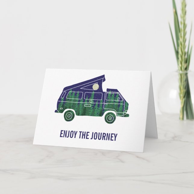 Camper Van with Pop Up Tent Custom Text Card (Front)