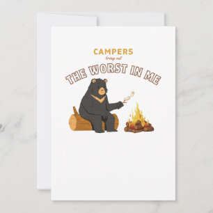 Campers Bring Out the Worst in Me – Bear Camping Holiday Card