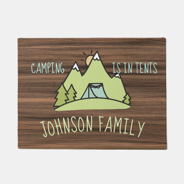 Campers rustic wood tent camping custom in tents doormat (Front)