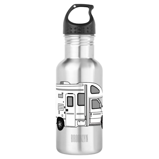 Campervan cartoon illustration 532 ml water bottle (Front)