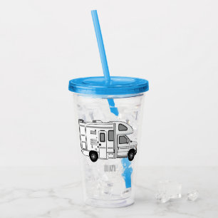 Campervan cartoon illustration acrylic tumbler