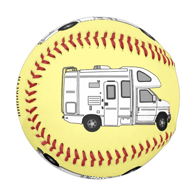 Campervan cartoon illustration baseball (Front Left)