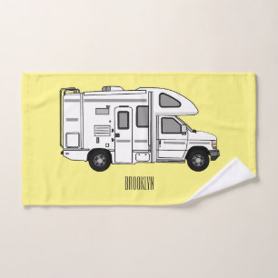 Campervan cartoon illustration bath towel set