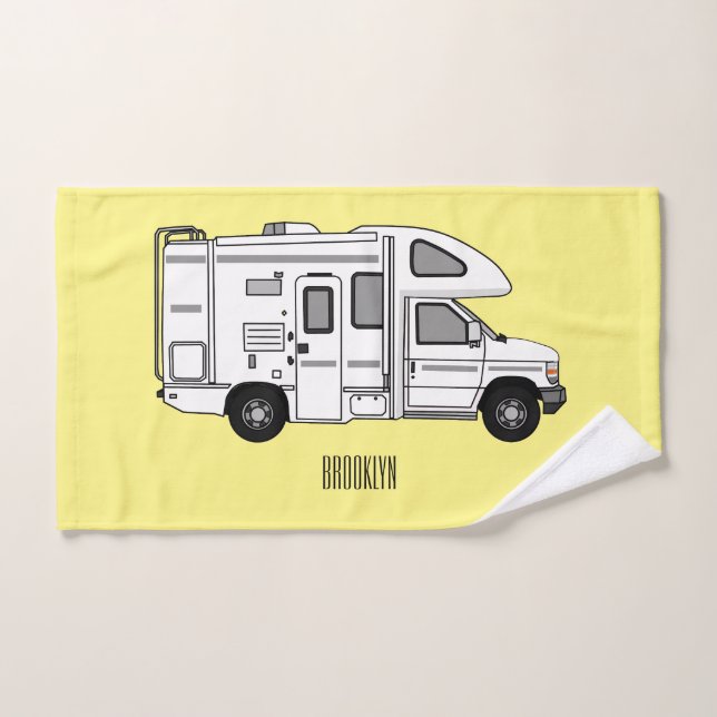 Campervan cartoon illustration bath towel set (Hand Towel)