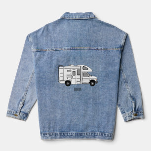 Campervan cartoon illustration denim jacket