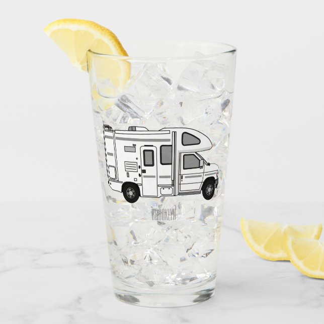 Campervan cartoon illustration glass (Front Ice)