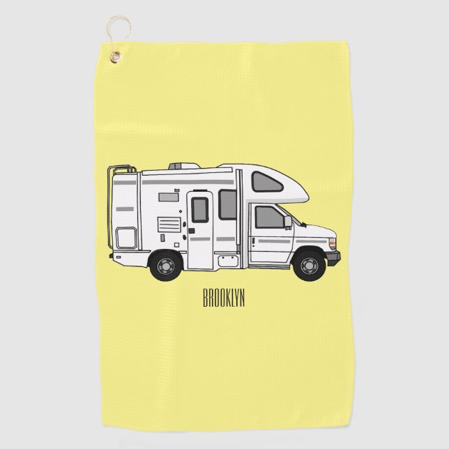 Campervan cartoon illustration golf towel (Front)