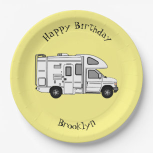 Campervan cartoon illustration paper plate
