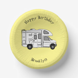 Campervan cartoon illustration paper plate