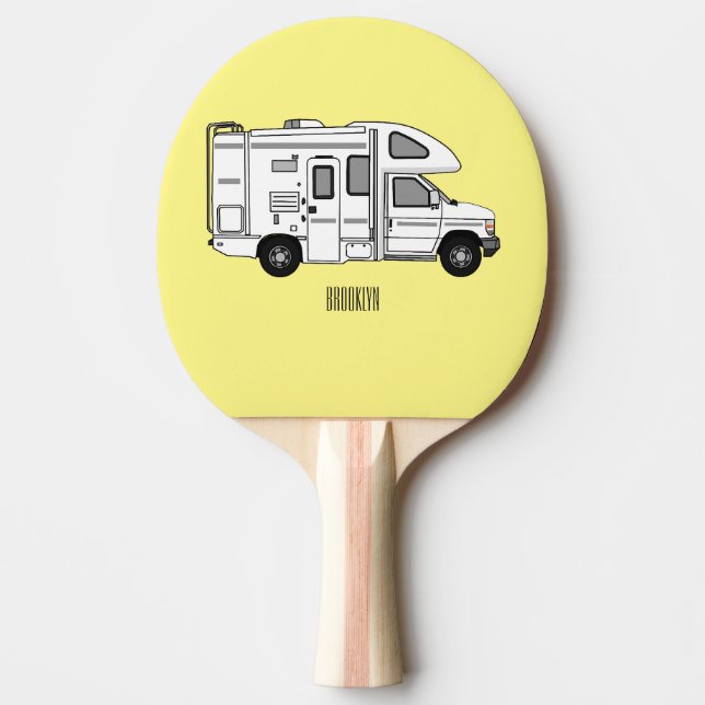 Campervan cartoon illustration ping pong paddle (Front)