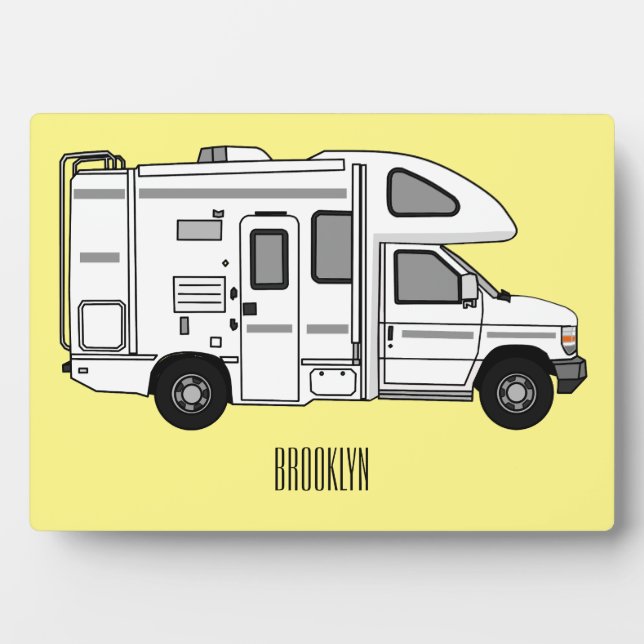 Campervan cartoon illustration plaque (Front)