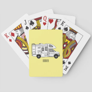 Campervan cartoon illustration playing cards