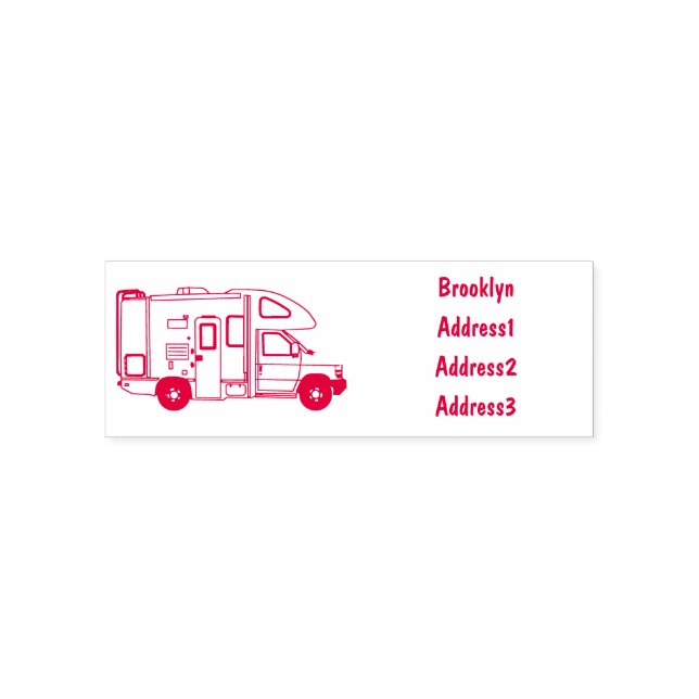 Campervan cartoon illustration self-inking stamp (Design)