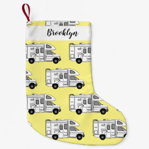 Campervan cartoon illustration small christmas stocking